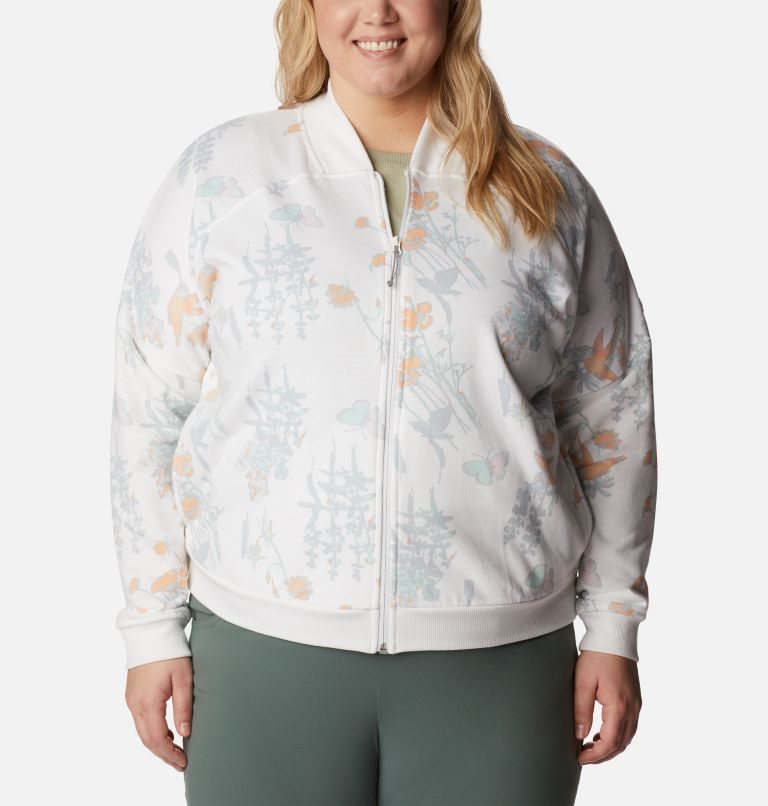 Jacheta Columbia Lodge French Terry Full Zip Dama Flori | Plus Size NJM0A19QZ